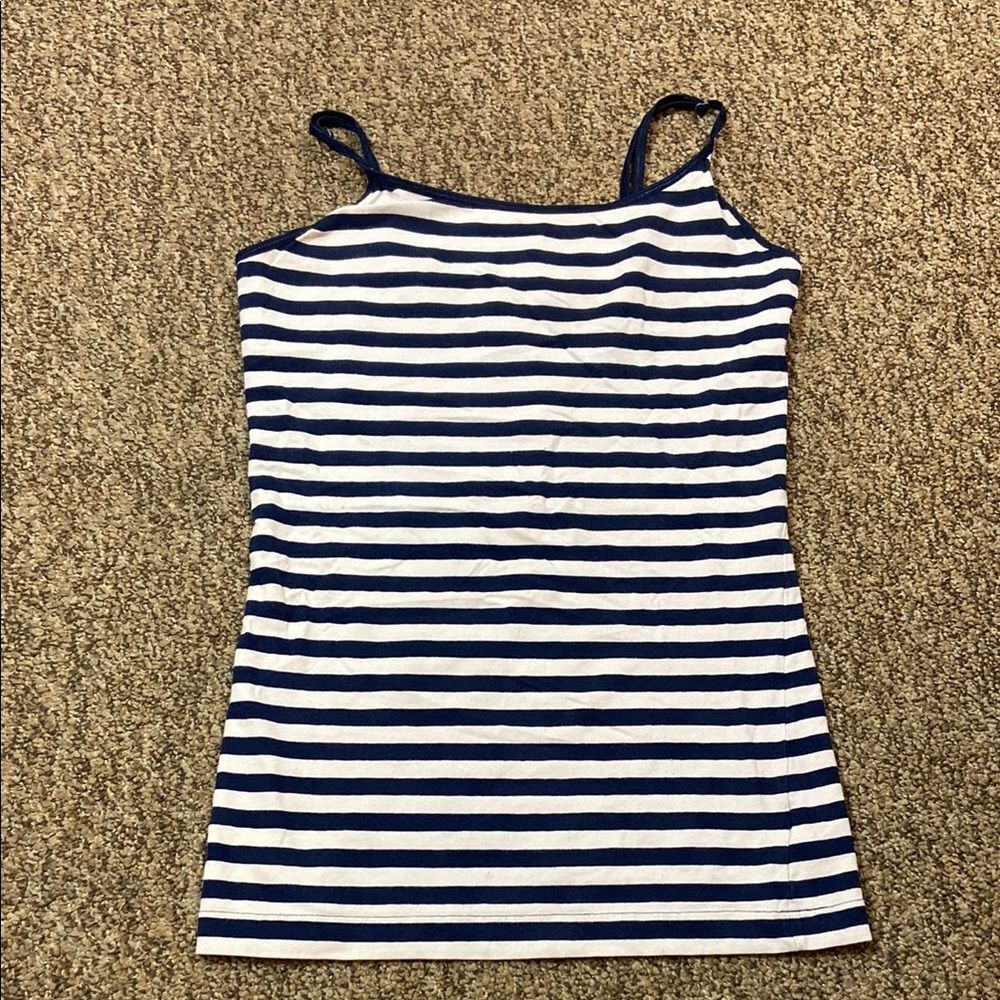 4/$30 Arizona Jean Co Striped Navy and White Tank Top Size M